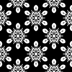 Black and white floral seamless pattern