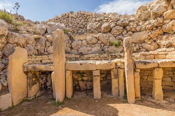The island of Gozo, Malta. Altar in the megalithic complex of Ggantija. UNESCO World Heritage List