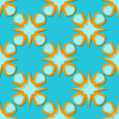 Seamless floral background. Blue and orange 3d pattern