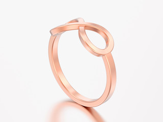 3D illustration rose gold simple infinity ring
