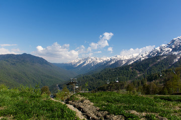 Naklejka premium Caucasian ridge at an altitude of 1600 m in Sochi April 2018