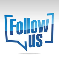 Follow us white grey blue sticker icon