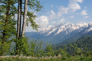 Caucasian ridge at an altitude of 2320 m in Sochi April 2018