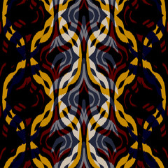 Ikat seamless pattern  as cloth, curtain, textile design, wallpaper, surface texture background