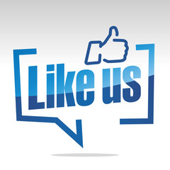 Like us white grey blue sticker icon button