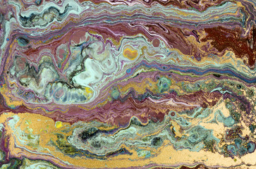 Marble abstract acrylic background. Marbling artwork texture. Agate ripple pattern. Gold powder.