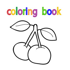 white background, book coloring cherry, cartoon