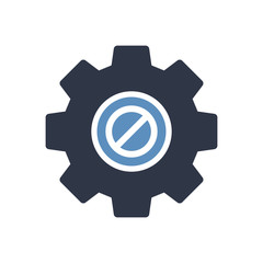 Settings icon, Tools and utensils icon with not allowed sign. Settings icon and block, forbidden, prohibit symbol