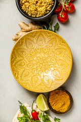 Cooking ingredients on concrete background