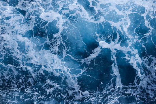 Beautiful blue waves on the sea.