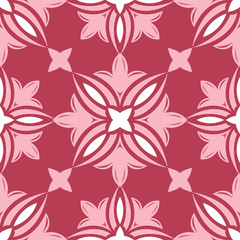 Red floral seamless pattern. Pale red and beige colored background