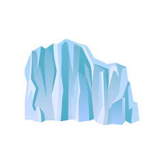 Large blue iceberg or ice mountain with lights and shadows. Flat vector for travel poster or landscape background of mobile game