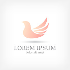 orange bird minimal circle vector logo design template, dove icon, freedom sign, curve symbol, vector illustration