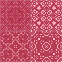 Geometric patterns. Set of pale red seamless backgrounds