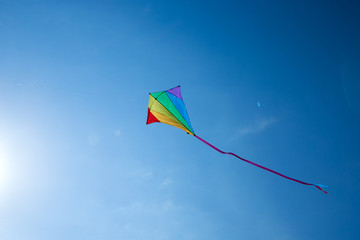 Kite flying in the sky among the clouds