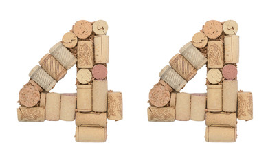 Number 44 forty four made of wine corks Isolated on white background