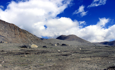 Scenic Himalayan mountain view in North Sikkim, India. On the way to Gurudongmar lake. Himalayan mountain view in North Sikkim, India.