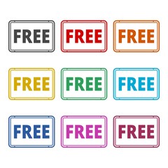 Free sign, Free vector icon, color icons set