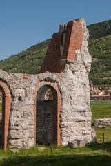 A particular of Roman theater ruins of the first century BC in Gubbio