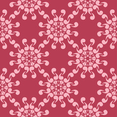 Red floral seamless background. Ornamental pattern