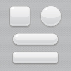 White buttons. 3d web icons on gray background