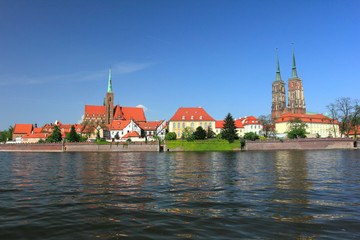cathedral in tumski island in wroclaw, lower silesia in poland