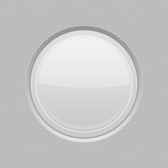 White web button on gray background. Round 3d icon
