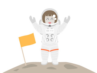 女性宇宙飛行士のイラスト	