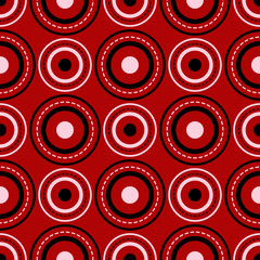 Geometric seamless pattern. Black red white background