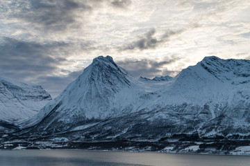 Snowy Mountain behind a lake