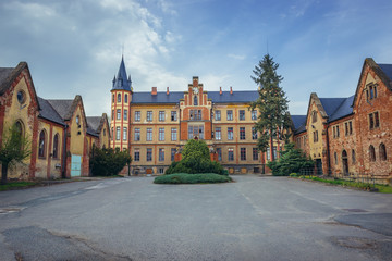 Front facade of Castle in Bzenec, South Moravian Region of Czech Republic