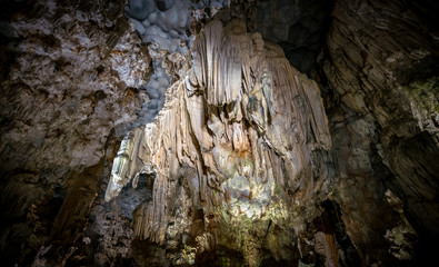 Colorful Cave Ceiling with stalactites