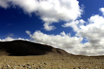 Scenic Himalayan mountain view in North Sikkim, India. On the way to Gurudongmar lake. Himalayan mountain view in North Sikkim, India.