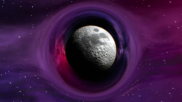 Curvature of spacetime around the Moon, seamless loop abstract 3D animation. Lunar texture was created in graphic editor without photos and other images.