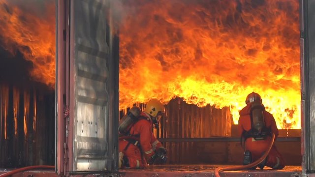 Slow motion : Fire drills in the training center regularly to get ready. 