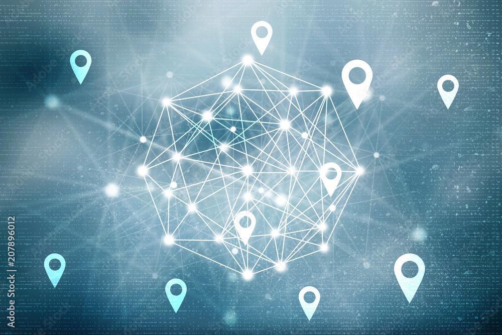 Poster 2d rendering Red map pointer
