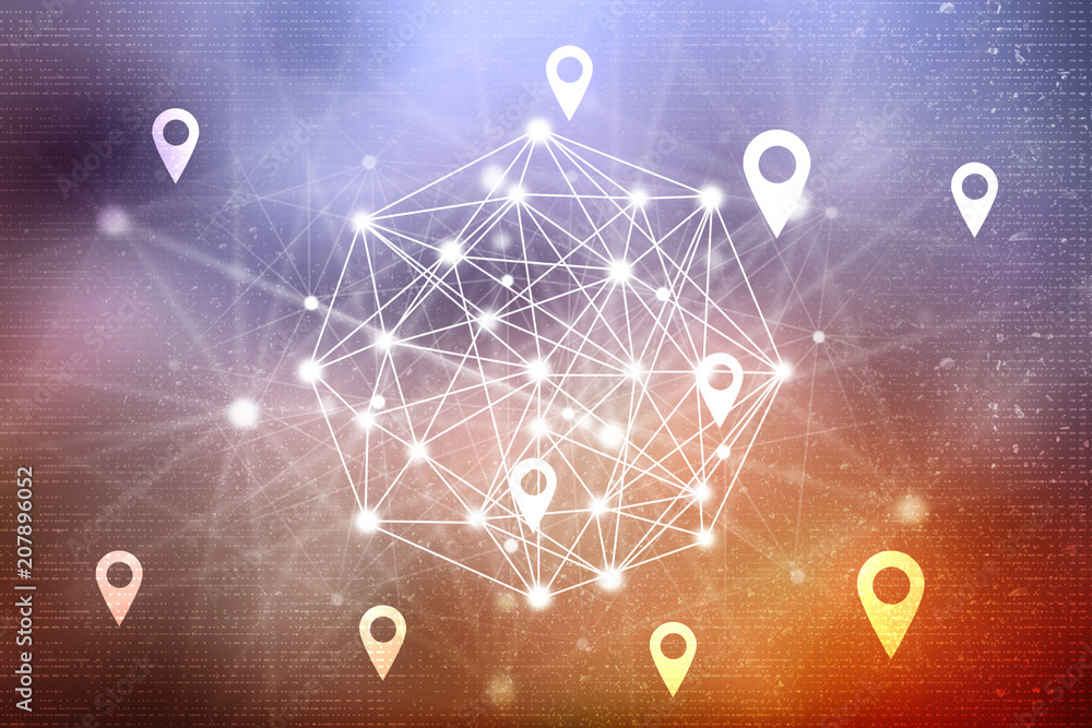 Poster 2d rendering Red map pointer
