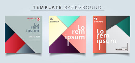 Set of abstract geometric layout minimal style background.