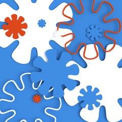 3d rendering, abstract round floral bouquet, botanical background, bridal paper flowers, pattern, papercraft, candy pastel colors, bright hue palette