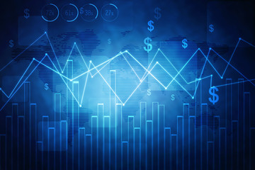 2d rendering Stock market online business concept. business Graph
