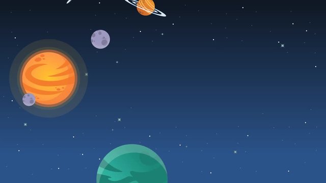 Beauty landscape space with planet animation