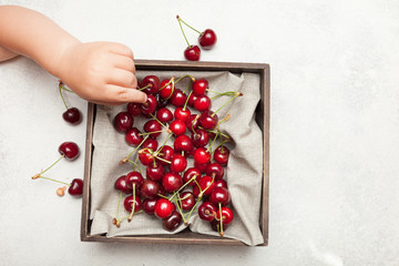 Fresh cherry splash, fruit appetizer.