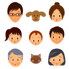 3世代家族　フェイスアイコン　家族Aタイプ　平常時