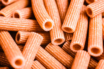 Pile of dry organic macaroni