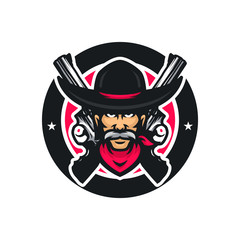 Cowboy vector mascot icon illustration
