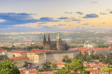 Fototapeta premium Beautiful view of St. Vitus Cathedral, Prague Castle and Mala Strana in Prague, Czech Republic