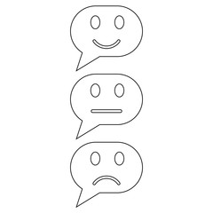 smiley icons in messages with different moods. vector icons
