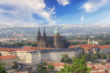 Naklejka premium Beautiful view of St. Vitus Cathedral, Prague Castle and Mala Strana in Prague, Czech Republic