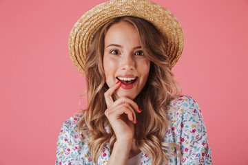 Close up portrait of a cheerful young woman