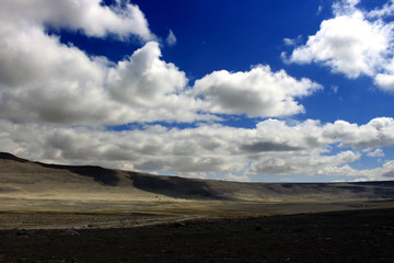 Scenic Himalayan mountain road in North Sikkim, India. On the way to Gurudongmar lake. Himalayan mountain view in North Sikkim, India.